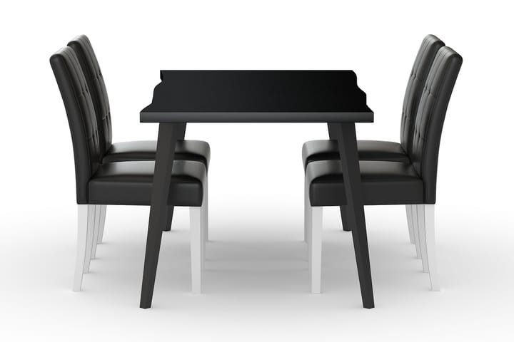 Ruokapöytä Luxiva 180 cm 4 Leo ruokatuolia Keinonahka - Musta/Tummanruskea - Ruokailuryhmä