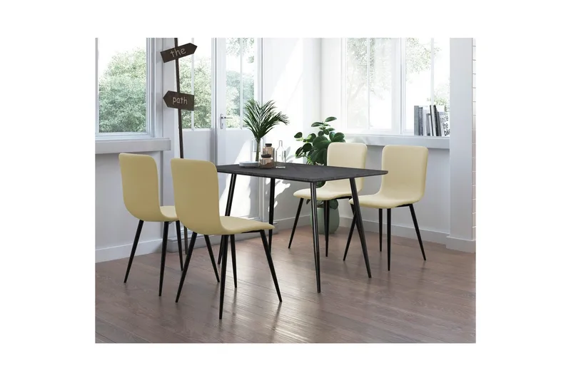 Ruokapöytä Monza 120x80x76 cm, Fishbone Greyoak/Musta - 120x80x76 cm, Fishbone Greyoak/Musta - Huonekalut - Pöytä & ruokailuryhmä - Ruokapöydät & keittiön pöydät