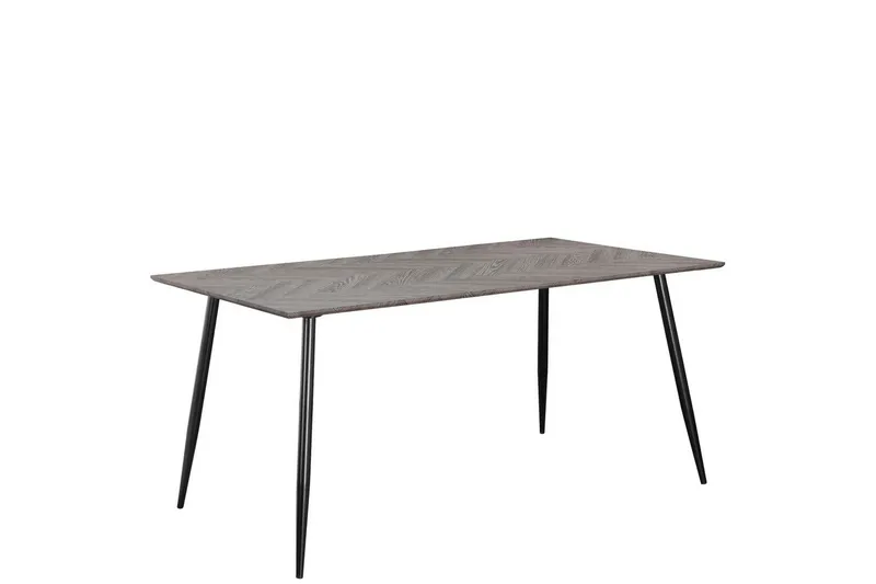 Ruokapöytä Monza 160x90x76 cm, Fishbone Whiteoak/Musta, 160x90x76 cm, Fishbone Whiteoak/Musta