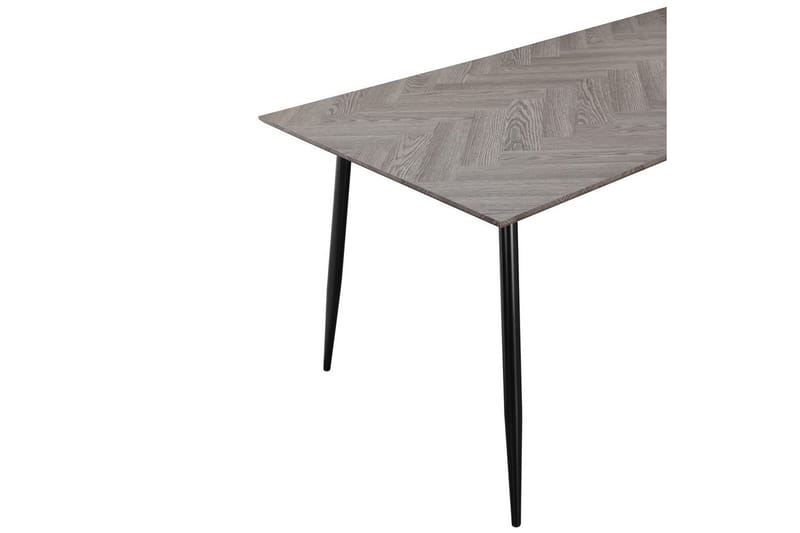 Ruokapöytä Monza 160x90x76 cm, Fishbone Whiteoak/Musta - 160x90x76 cm, Fishbone Whiteoak/Musta - Huonekalut - Pöytä & ruokailuryhmä - Ruokapöydät & keittiön pöydät