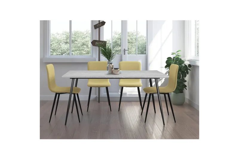 Ruokapöytä Monza 160x90x76 cm, Kivi/Musta - 160x90x76 cm, Kivi/Musta - Huonekalut - Pöytä & ruokailuryhmä - Ruokapöydät & keittiön pöydät