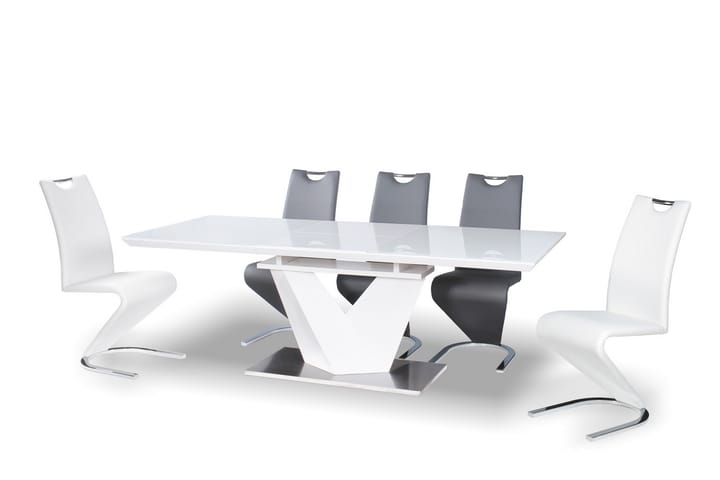 Ruokapöytä Munico 160 cm - Lasi/Valkoinen - Ruokapöydät & keittiön pöydät