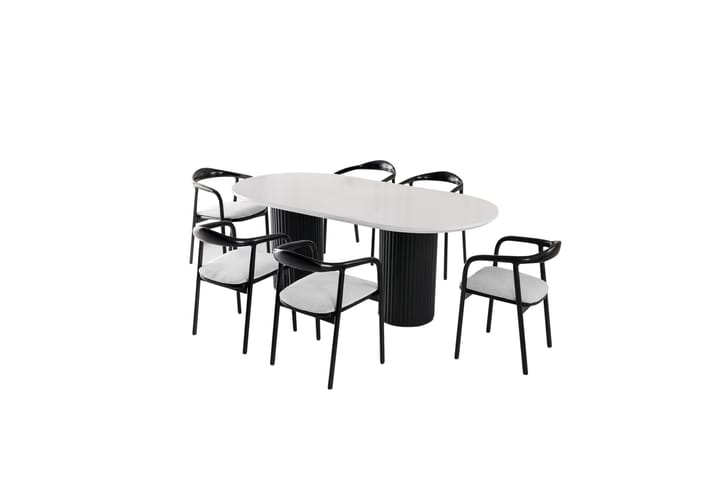 Ruokapöytä Murat 200 cm - Valkoinen/Musta - Ruokapöydät & keittiön pöydät