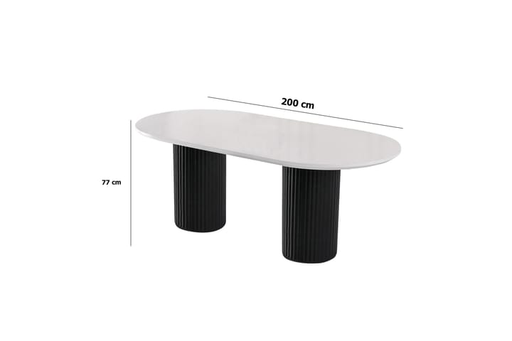 Ruokapöytä Murat 200 cm - Valkoinen/Musta - Ruokapöydät & keittiön pöydät