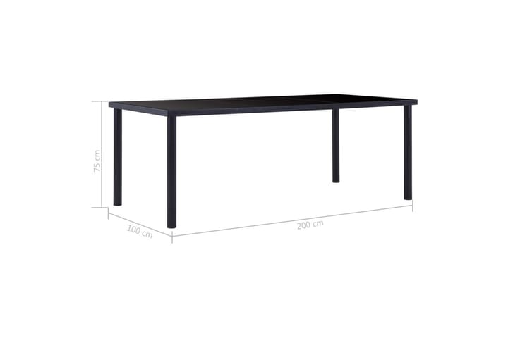 Ruokapöytä musta 200x100x75 cm karkaistu lasi - Musta - Ruokapöydät & keittiön pöydät