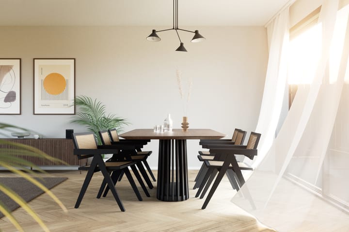 Ruokapöytä Nessira 210 cm 6 Saemde tuolia - Ruskea/Musta - Ruokailuryhmä