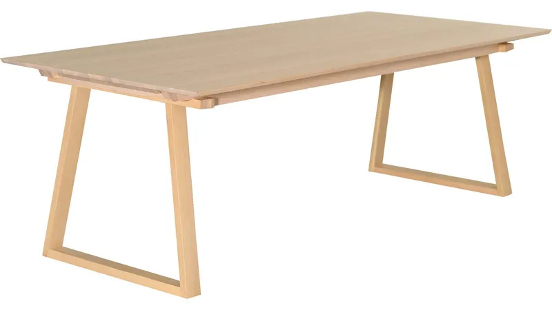 Ruokapöytä Norvik 220+50+50 cm, Valkopigmentoitu tammi