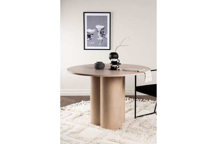 Ruokapöytä Oliwero 110 cm Pyöreä - Whitewash - Ruokapöydät & keittiön pöydät