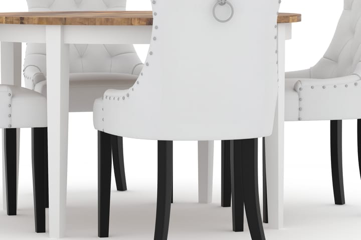 Ruokapöytä Shikamaru 120 cm Pyöreä 4 Hermione tuolia Keinona - Antiikki - Ruokailuryhmä