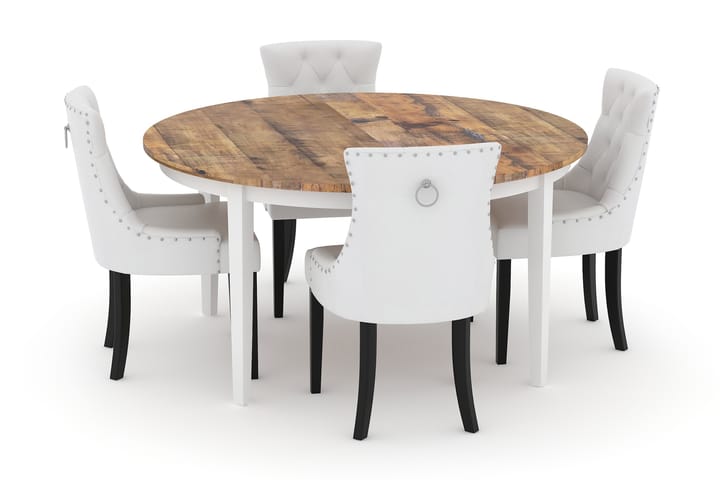Ruokapöytä Shikamaru 150 cm Pyöreä 4 Hermione tuolia Keinona - Antiikki - Ruokailuryhmä
