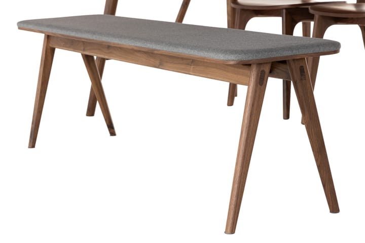 Ruokapöytä Skagana 220 cm sis 3 tuolia + penkki - Pähkinä/Ruskea/Harmaa - Ruokailuryhmä