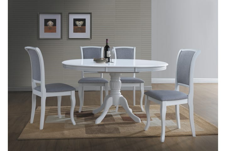 Ruokapöytä Staley Jatkettava 106-141 cm Soikea - Valkoinen - Ruokapöydät & keittiön pöydät