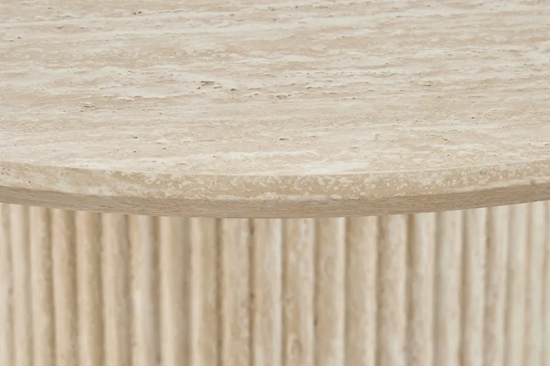 Ruokapöytä Uppveda Pyöreä 120 cm Travertiini - Musta/Valkoinen - Huonekalut - Pöytä & ruokailuryhmä - Ruokapöydät & keittiön pöydät