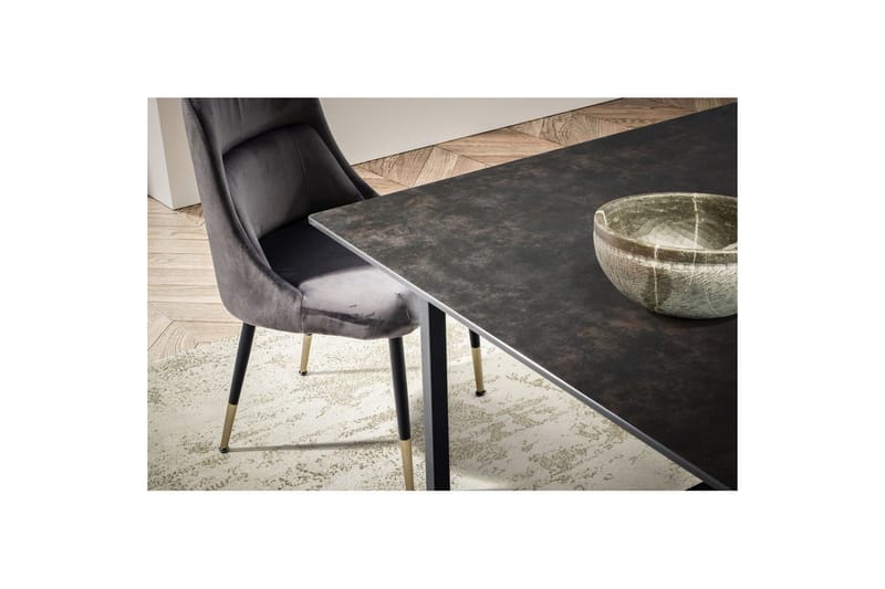 Ruokapöytä Wohnling Keramiikkainen klassinen jalasta metallinen runko Musta, musta marmori - Musta, musta marmori - Huonekalut - Pöytä & ruokailuryhmä - Ruokapöydät & keittiön pöydät