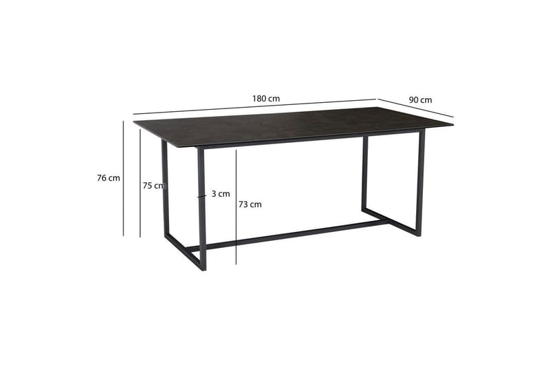 Ruokapöytä Wohnling Keramiikkainen klassinen jalasta metallinen runko Musta, musta marmori - Musta, musta marmori - Huonekalut - Pöytä & ruokailuryhmä - Ruokapöydät & keittiön pöydät