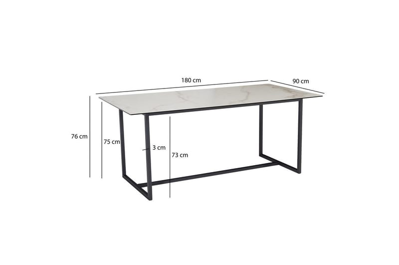 Ruokapöytä Wohnling Keramiikkainen klassinen jalasta metallinen runko Musta, valkoinen marmori - Musta, valkoinen marmori - Huonekalut - Pöytä & ruokailuryhmä - Ruokapöydät & keittiön pöydät