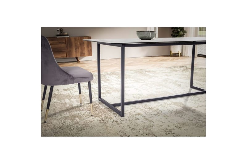 Ruokapöytä Wohnling Keramiikkainen klassinen jalasta metallinen runko Musta, valkoinen marmori - Musta, valkoinen marmori - Huonekalut - Pöytä & ruokailuryhmä - Ruokapöydät & keittiön pöydät