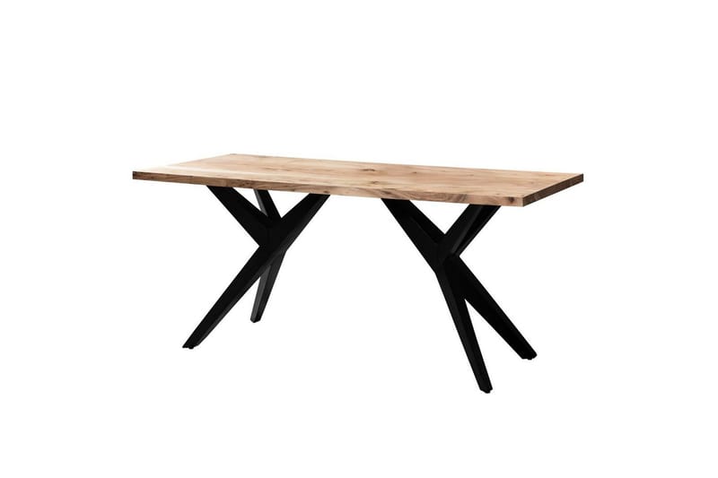 Ruokapöytä Wohnling kokopuuta teollinen loft-tyyli kulmikas metallijalkakehys 180x90 cm - 180x90 cm - Huonekalut - Pöytä & ruokailuryhmä - Ruokailuryhmä