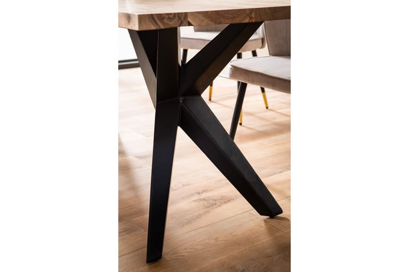 Ruokapöytä Wohnling kokopuuta teollinen loft-tyyli kulmikas metallijalkakehys 180x90 cm - 180x90 cm - Huonekalut - Pöytä & ruokailuryhmä - Ruokailuryhmä