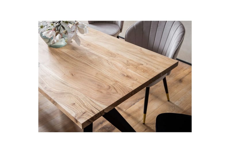 Ruokapöytä Wohnling kokopuuta teollinen loft-tyyli kulmikas metallijalkakehys 180x90 cm - 180x90 cm - Huonekalut - Pöytä & ruokailuryhmä - Ruokailuryhmä