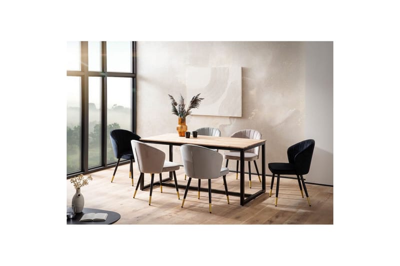 Ruokapöytä Wohnling kokopuuta teollinen loft-tyyli metallijalkakehys 120x60 cm - 120x60 cm - Huonekalut - Pöytä & ruokailuryhmä - Ruokapöydät & keittiön pöydät
