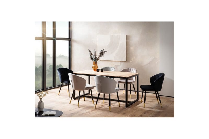 Ruokapöytä Wohnling kokopuuta teollinen loft-tyyli metallijalkakehys 140x80 cm - 140x80 cm - Huonekalut - Pöytä & ruokailuryhmä - Ruokapöydät & keittiön pöydät