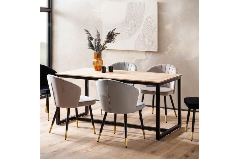 Ruokapöytä Wohnling kokopuuta teollinen loft-tyyli metallijalkakehys 200x100 cm - 200x100 cm - Huonekalut - Pöytä & ruokailuryhmä - Ruokapöydät & keittiön pöydät