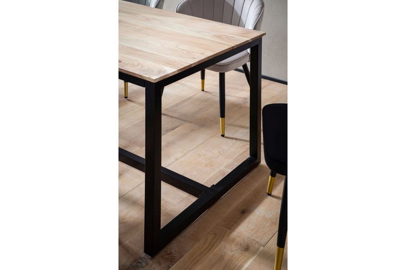 Ruokapöytä Wohnling kokopuuta teollinen loft-tyyli metallijalkakehys 200x100 cm - 200x100 cm - Huonekalut - Pöytä & ruokailuryhmä - Ruokapöydät & keittiön pöydät