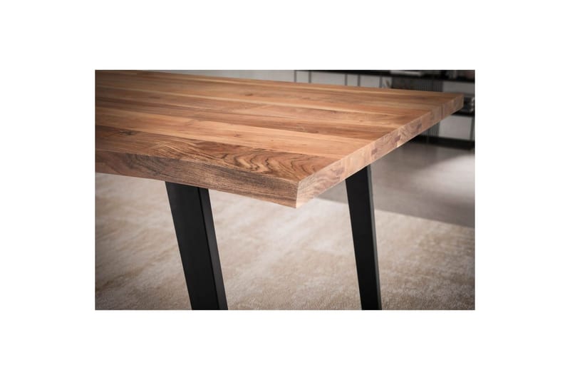 Ruokapöytä Wohnling Massiivipuu puureunuksilla suorakulmainen maalaistalo Musta, viisto, 140x80 cm - Musta, viisto, 140x80 cm - Huonekalut - Pöytä & ruokailuryhmä - Ruokailuryhmä