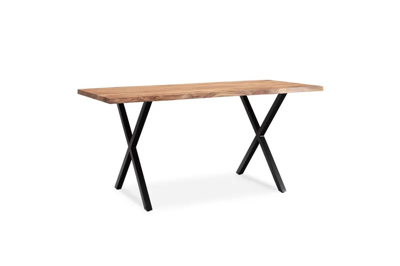 Ruokapöytä Wohnling Massiivipuu puureunuksilla suorakulmainen maalaistalo Musta, ristikkäinen, 120x60 cm - Musta, ristikkäinen, 120x60 cm - Huonekalut - Pöytä & ruokailuryhmä - Ruokailuryhmä
