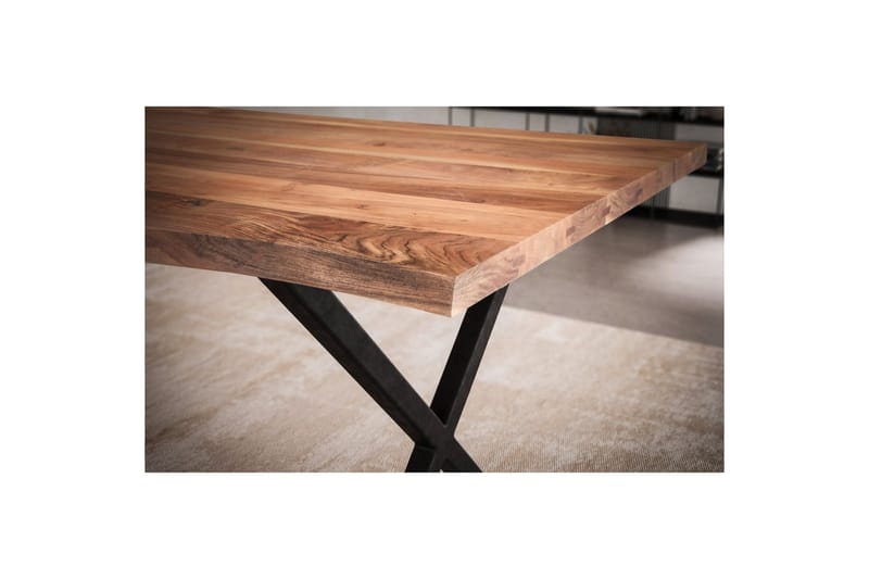 Ruokapöytä Wohnling Massiivipuu puureunuksilla suorakulmainen maalaistalo Musta, ristikkäinen, 120x60 cm - Musta, ristikkäinen, 120x60 cm - Huonekalut - Pöytä & ruokailuryhmä - Ruokailuryhmä