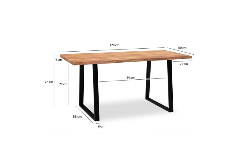 Ruokapöytä Wohnling Massiivipuu puureunuksilla suorakulmainen maalaistalo Musta, suora, 120x60 cm - Musta, suora, 120x60 cm - Huonekalut - Pöytä & ruokailuryhmä - Ruokailuryhmä