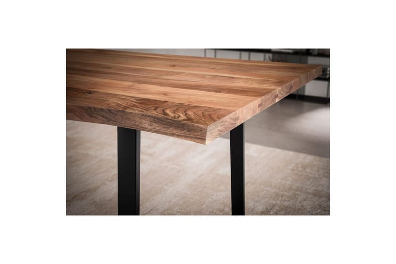 Ruokapöytä Wohnling Massiivipuu puureunuksilla suorakulmainen maalaistalo Musta, suora, 120x60 cm - Musta, suora, 120x60 cm - Huonekalut - Pöytä & ruokailuryhmä - Ruokailuryhmä