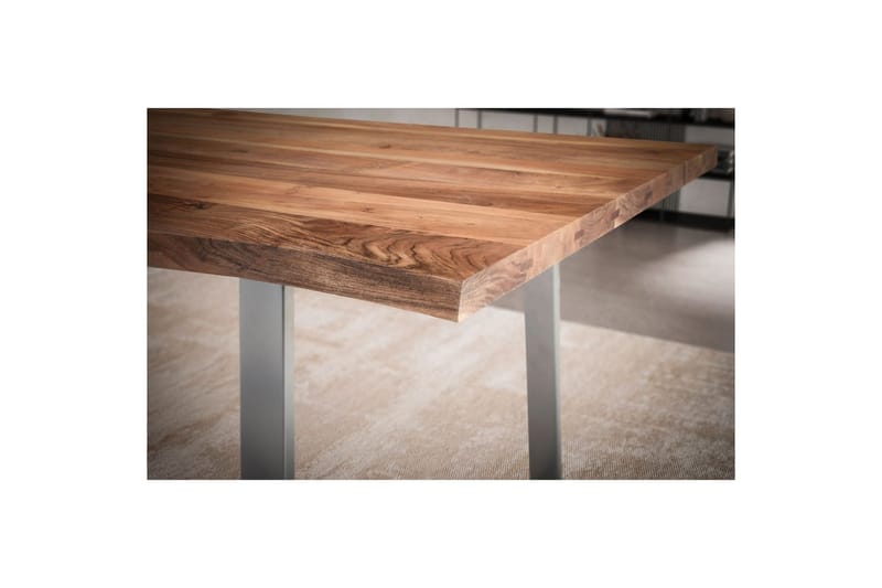 Ruokapöytä Wohnling Massiivipuu puureunuksilla suorakulmainen maalaistalo Hopea, Suora, 180x90 cm - Hopea, Suora, 180x90 cm - Huonekalut - Pöytä & ruokailuryhmä - Ruokailuryhmä