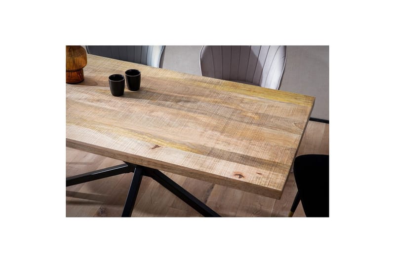 Ruokapöytä Wohnling massiivipuuta metallinen ristijalka, teollinen ilme 180x90 cm - 180x90 cm - Huonekalut - Pöytä & ruokailuryhmä - Ruokailuryhmä