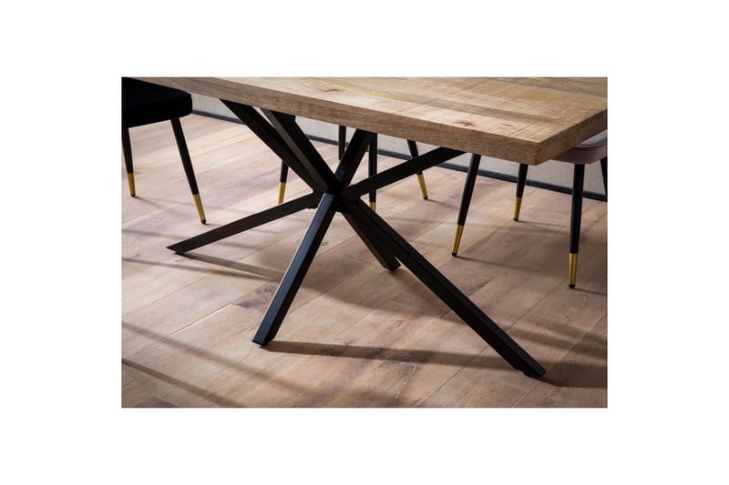 Ruokapöytä Wohnling massiivipuuta metallinen ristijalka, teollinen ilme 180x90 cm - 180x90 cm - Huonekalut - Pöytä & ruokailuryhmä - Ruokailuryhmä