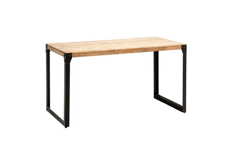 Ruokapöytä Wohnling massiivipuuta suorat metallijalat, teollinen loft-tyyli 120x60 cm - 120x60 cm - Huonekalut - Pöytä & ruokailuryhmä - Ruokailuryhmä