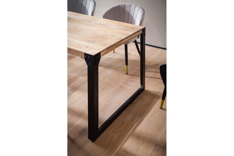 Ruokapöytä Wohnling massiivipuuta suorat metallijalat, teollinen loft-tyyli 120x60 cm - 120x60 cm - Huonekalut - Pöytä & ruokailuryhmä - Ruokailuryhmä