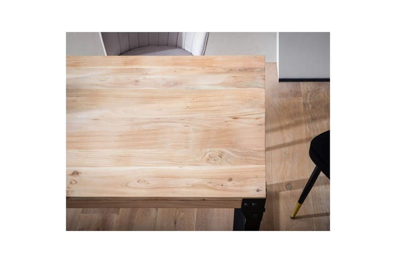 Ruokapöytä Wohnling massiivipuuta suorat metallijalat, teollinen loft-tyyli 180x90 cm - 180x90 cm - Huonekalut - Pöytä & ruokailuryhmä - Ruokailuryhmä