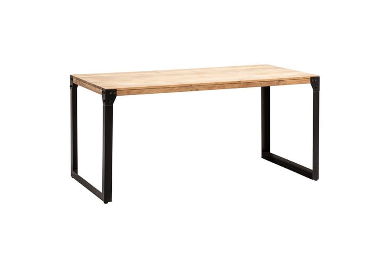 Ruokapöytä Wohnling massiivipuuta suorat metallijalat, teollinen loft-tyyli 180x90 cm - 180x90 cm - Huonekalut - Pöytä & ruokailuryhmä - Ruokailuryhmä