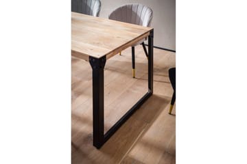 Ruokapöytä Wohnling massiivipuuta suorat metallijalat, teollinen loft-tyyli 180x90 cm - 180x90 cm - Huonekalut - Pöytä & ruokailuryhmä - Ruokapöydät & keittiön pöydät