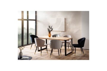 Ruokapöytä Wohnling massiivipuuta suorat metallijalat, teollinen loft-tyyli 180x90 cm - 180x90 cm - Huonekalut - Pöytä & ruokailuryhmä - Ruokapöydät & keittiön pöydät