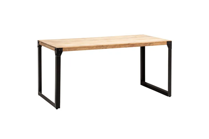 Ruokapöytä Wohnling massiivipuuta suorat metallijalat, teollinen loft-tyyli 180x90 cm, 180x90 cm