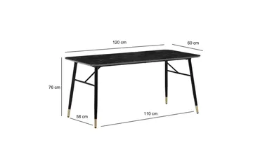 Ruokapöytä Wohnling Moderni tyyli, MDF, metalliset kultakärkijalat. Marmori, musta, 120x60 cm - Marmori, musta, 120x60 cm - Huonekalut - Pöytä & ruokailuryhmä - Ruokapöydät & keittiön pöydät