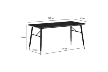Ruokapöytä Wohnling Moderni tyyli, MDF, metalliset kultakärkijalat. Marmori, musta, 140x80 cm - Marmori, musta, 140x80 cm - Huonekalut - Pöytä & ruokailuryhmä - Ruokapöydät & keittiön pöydät