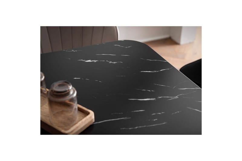 Ruokapöytä Wohnling Moderni tyyli, MDF, metalliset kultakärkijalat. Marmori, musta, 140x80 cm - Marmori, musta, 140x80 cm - Huonekalut - Pöytä & ruokailuryhmä - Ruokailuryhmä