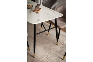 Ruokapöytä Wohnling Moderni tyyli, MDF, metalliset kultakärkijalat. Marmori, valkoinen, 140x80 cm - Marmori, valkoinen, 140x80 cm - Huonekalut - Pöytä & ruokailuryhmä - Ruokapöydät & keittiön pöydät