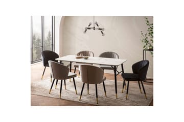 Ruokapöytä Wohnling Moderni tyyli, MDF, metalliset kultakärkijalat. Marmori, valkoinen, 140x80 cm - Marmori, valkoinen, 140x80 cm - Huonekalut - Pöytä & ruokailuryhmä - Ruokapöydät & keittiön pöydät