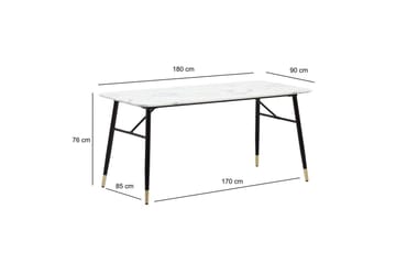 Ruokapöytä Wohnling Moderni tyyli, MDF, metalliset kultakärkijalat. Marmori, valkoinen, 180x90 cm - Marmori, valkoinen, 180x90 cm - Huonekalut - Pöytä & ruokailuryhmä - Ruokapöydät & keittiön pöydät