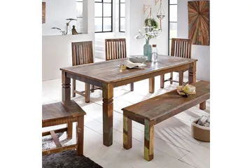Ruokapöytä Wohnling Täyspuinen maalaistyylinen Kierrätetty Mangopuu, 120x70 cm - Kierrätetty Mangopuu, 120x70 cm - Huonekalut - Pöytä & ruokailuryhmä - Ruokapöydät & keittiön pöydät